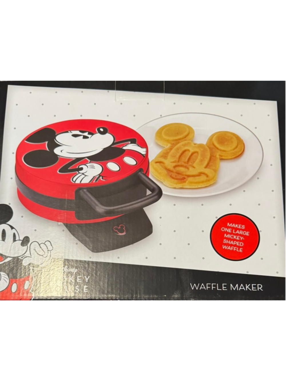 Disney Mickey Mouse Waffle Maker One Size Red Black Kitchen Tool